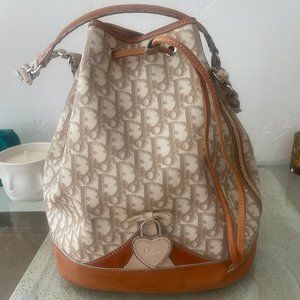 Dior Handbag (Lady Dior), Monogrammed bucket bag with drawstring (Vintage)